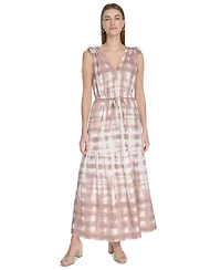 Calvin Klein Women's Printed V-Neck A-Line Midi Dress