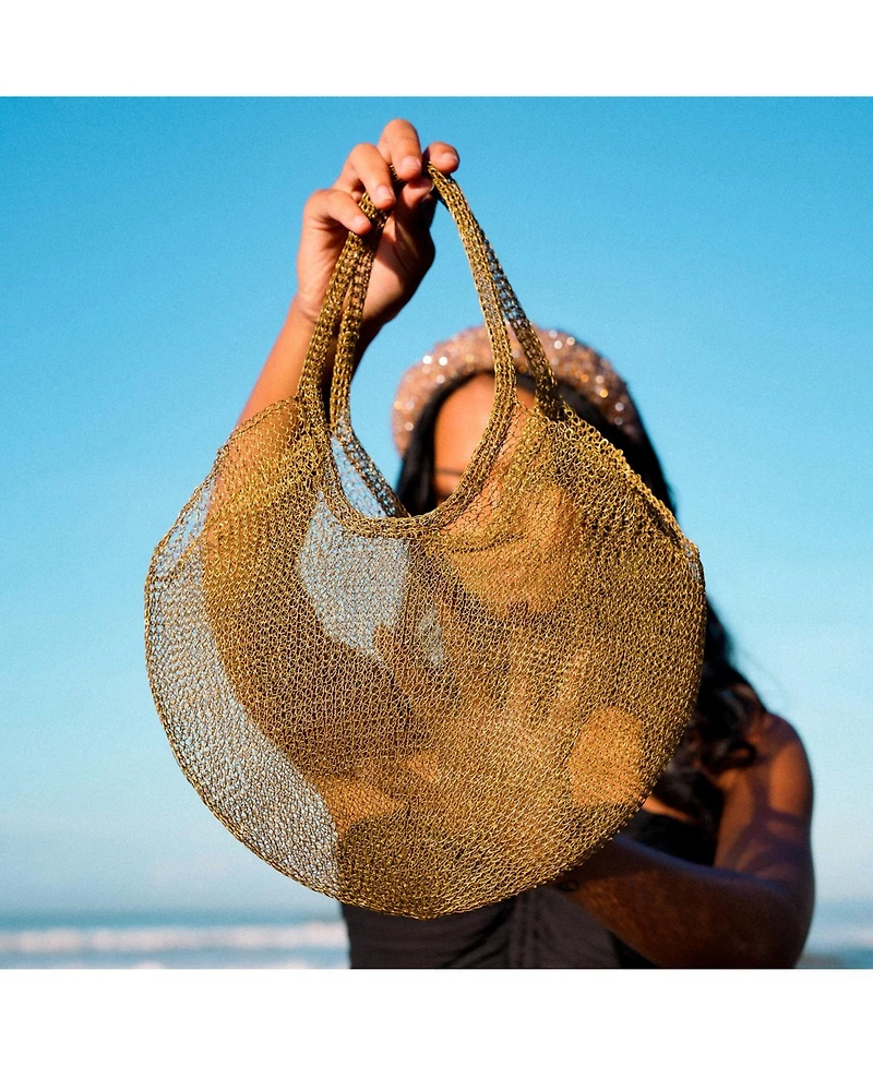 Sol Mesh Wire Tote Bag in Dark Gold