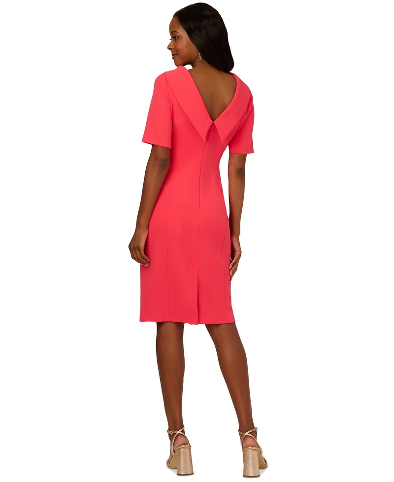 Adrianna Papell Women's Roll-Neck V-Back Sheath Dress