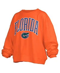Pressbox Women's Orange Florida Gators Janise Arch Over Logo Waist Length Oversized Pullover Sweatshirt