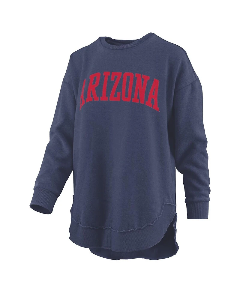 Pressbox Women's Navy Arizona Wildcats Melange Poncho Vintage Fleece Long Sleeve Pullover Sweatshirt