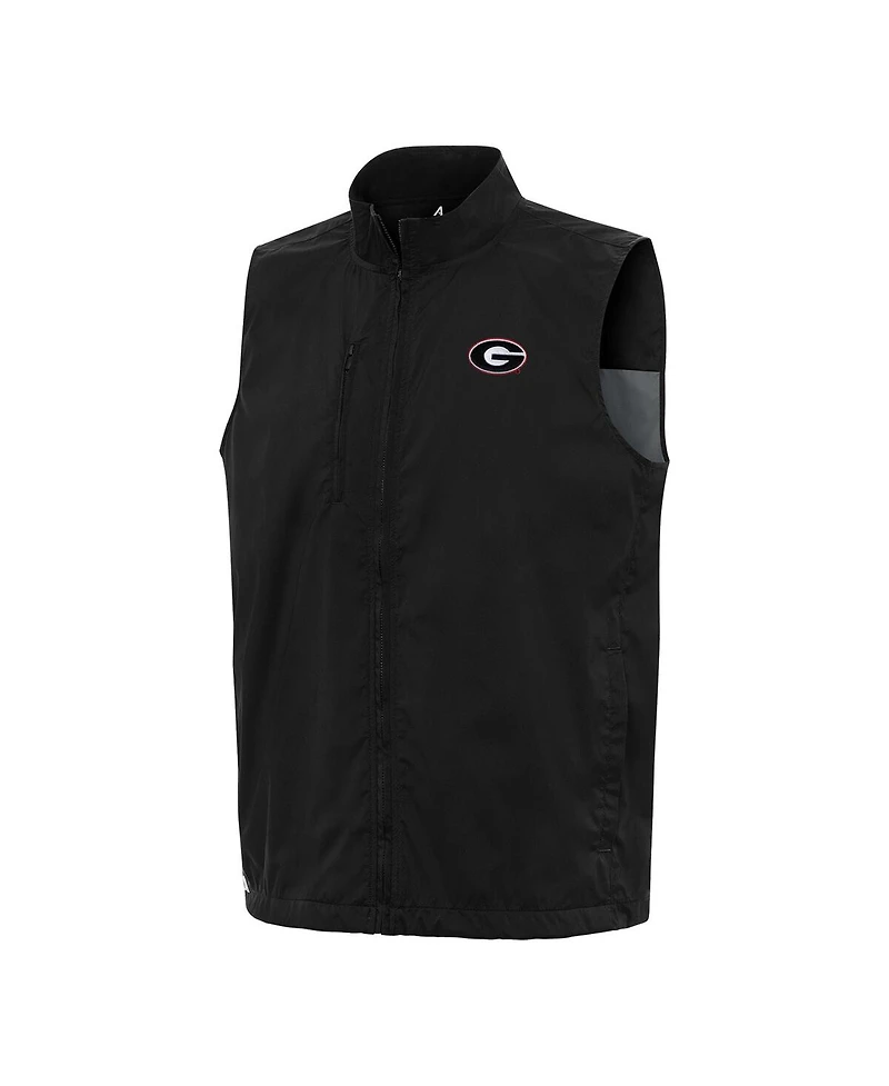 Antigua Men's Black Georgia Bulldogs Brisk Full-Zip Vest