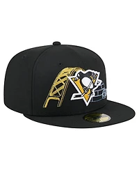 New Era Men's Black Pittsburgh Penguins State Stitch 59FIFTY Fitted Hat