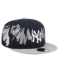New Era Men's Navy/Gray York Yankees Retro Pattern 59FIFTY Fitted Hat