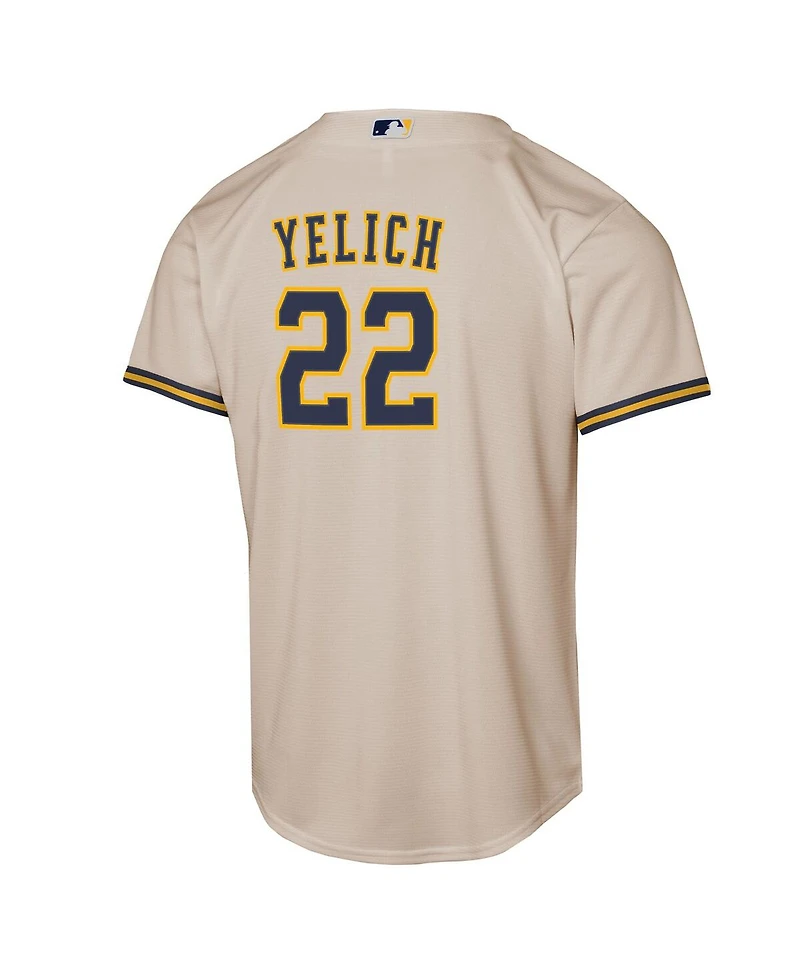 Nike Big Boy's and Girl's Christian Yelich Cream Milwaukee Brewers Home Replica Player Jersey