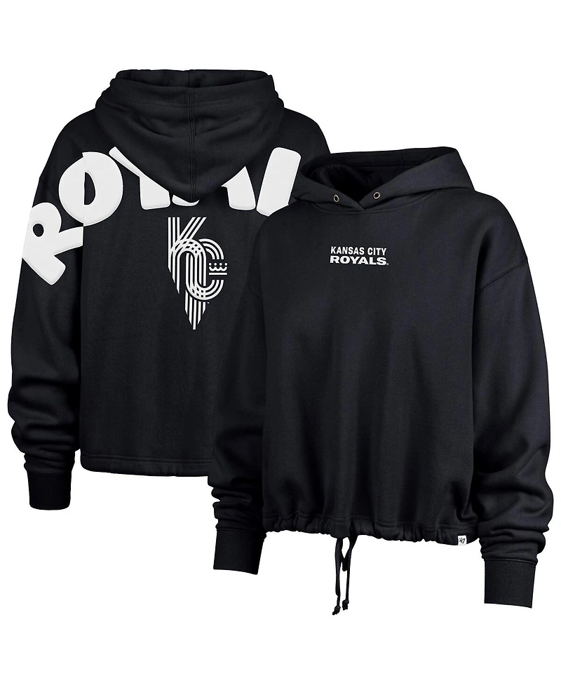 '47 Brand Women's Navy Kansas City Royals City Connect Venice Cropped Pullover Hoodie