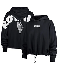 '47 Brand Women's Navy Kansas City Royals City Connect Venice Cropped Pullover Hoodie