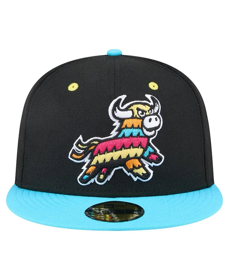 New Era Men's Black/Aqua Erie SeaWolves Copa de la Diversion 59FIFTY Fitted Hat