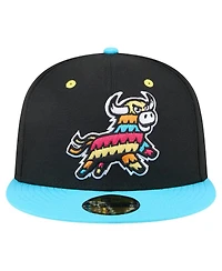 New Era Men's Black/Aqua Erie SeaWolves Copa de la Diversion 59FIFTY Fitted Hat