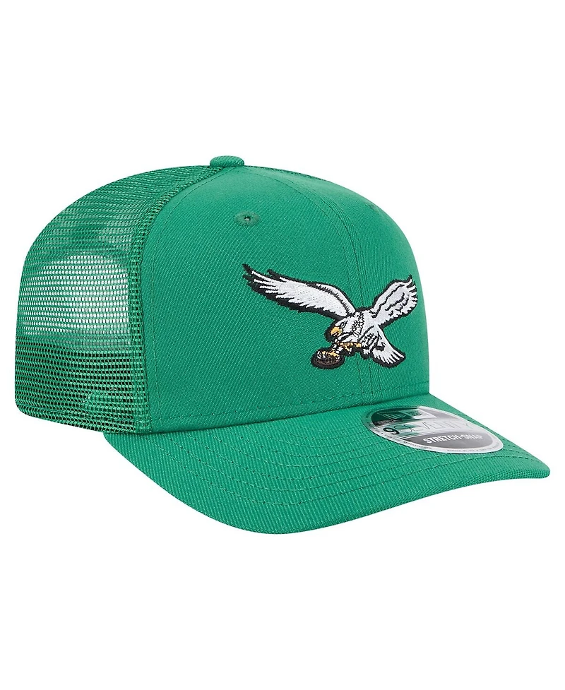 New Era Men's Kelly Green Philadelphia Eagles Main Trucker 9SEVENTY Stretch-Snap Hat