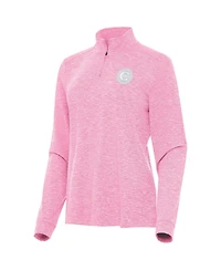 Antigua Women's Pink Chicago Cubs Mentor Lightweight Mock Neck Quarter-Zip Top