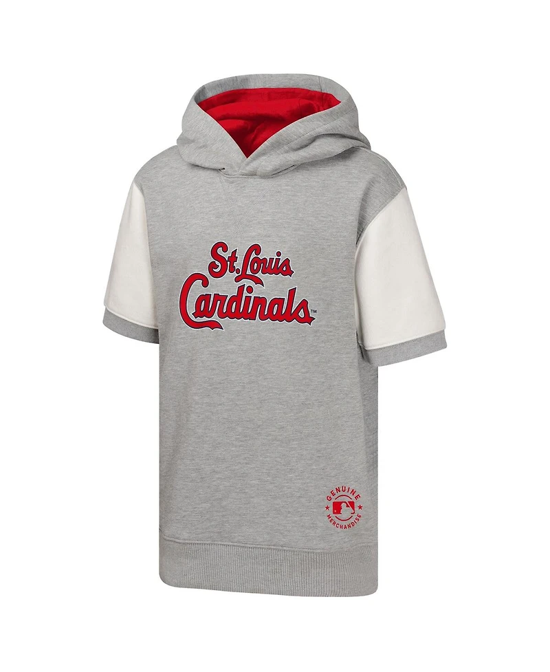 Outerstuff Big Boys and Girls Heather Gray St. Louis Cardinals Line Up Short Sleeve Pullover Hoodie