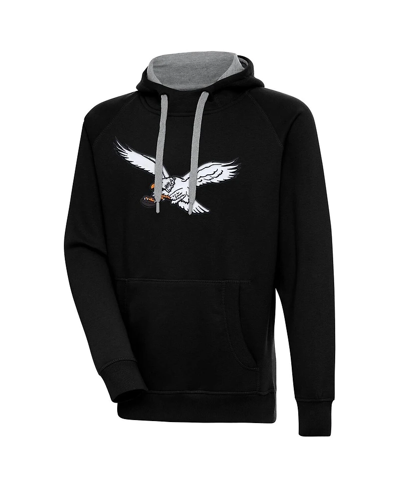 Antigua Men's Black Philadelphia Eagles Throwback Logo Victory Pullover Hoodie