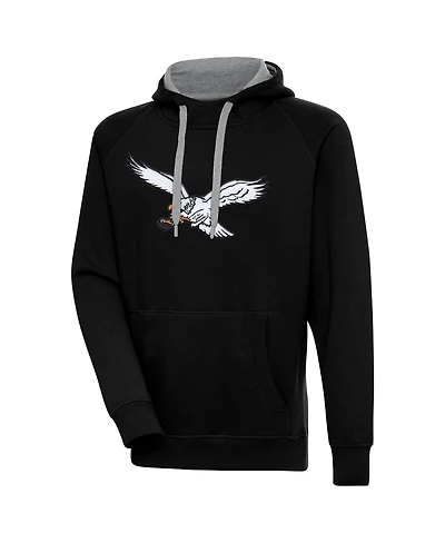 Antigua Men's Black Philadelphia Eagles Throwback Logo Victory Pullover Hoodie