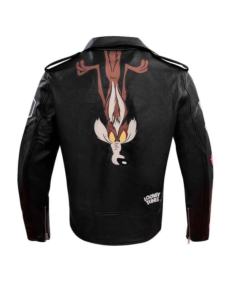 Freeze Max Men's Black Looney Tunes Graphic Biker Full-Zip Jacket