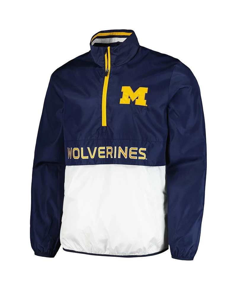 G-iii Sports by Carl Banks Men's Navy Michigan Wolverines Cornerman Half-Zip Top