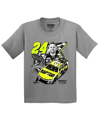 Hendrick Motorsports Team Collection Big Boys and Girls Heather Gray William Byron Car T-Shirt