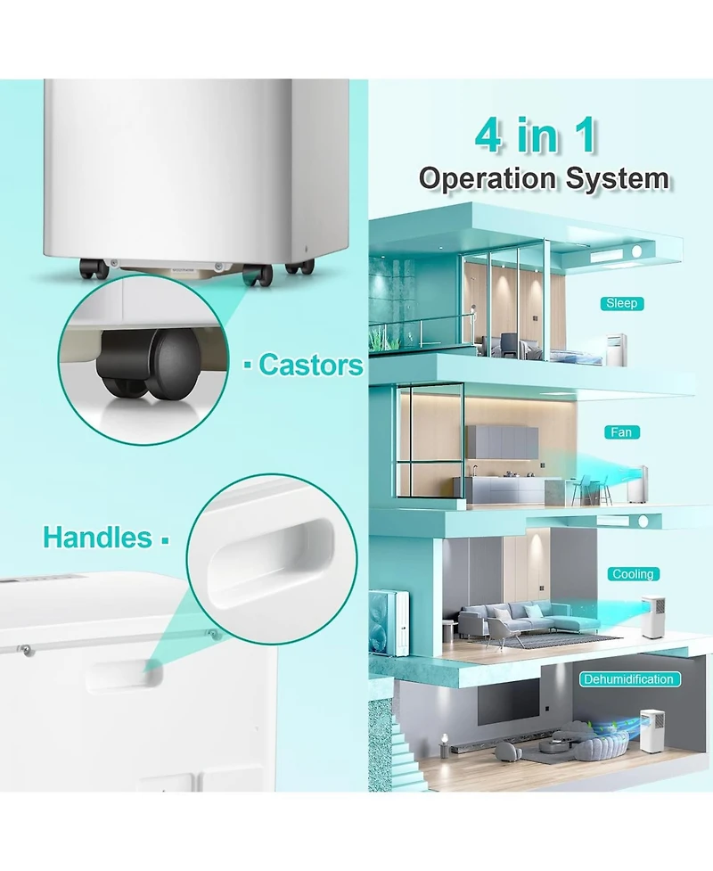 Cowsar Portable Air Conditioner 10000 Btu, Remote Control, 4 in 1 protable ac, Cools 450sq. ft, 24 Hour Timer, Quiet Operation,Window Fan, 2 Speed for