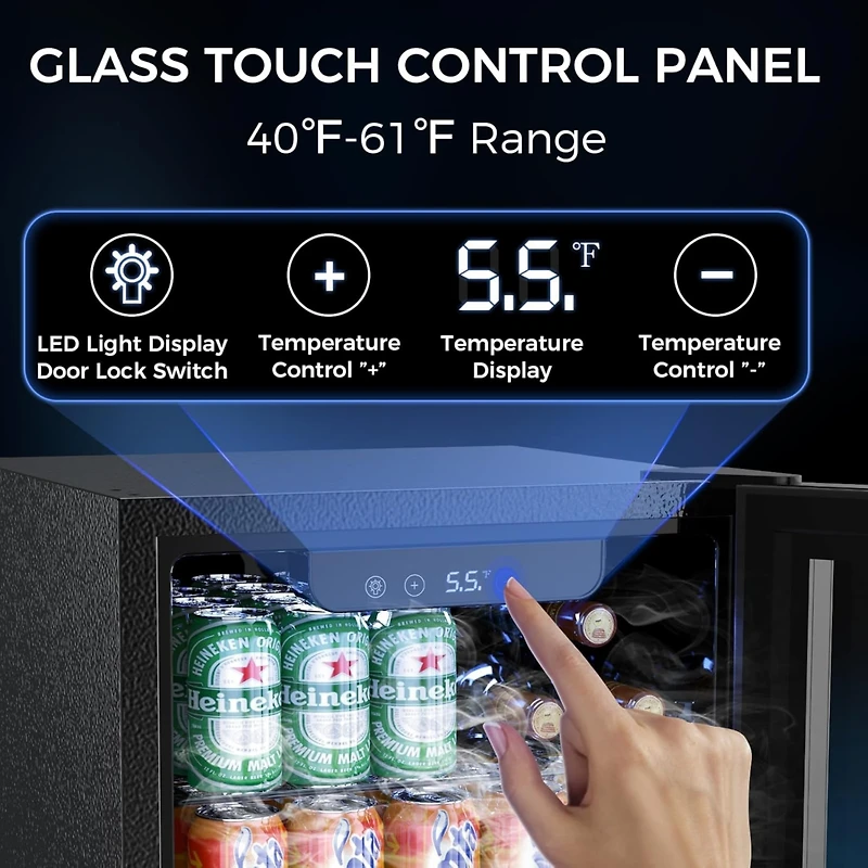 Cowsar 1.7 Cu.ft Beverage Refrigerator Cooler, 68 Can Mini Fridge Glass Door with Adjustable Shelves, Digital Temperature Display, Freestanding Small