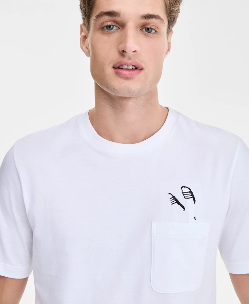 adidas Men's Slide Regular-Fit Embroidered Graphic Pocket T-Shirt