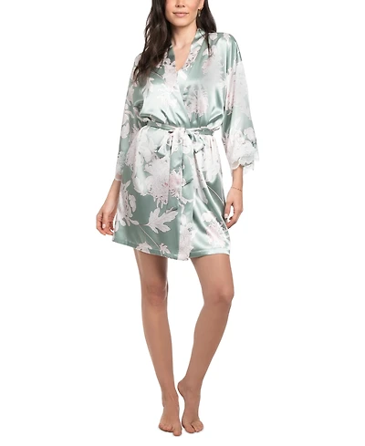 Linea Donatella Women's Athiya Satin Floral Wrap Robe