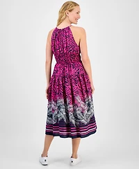 Nautica Jeans Women's Palm-Print Halter Midi Dress