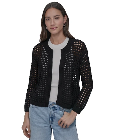 Dkny Jeans Petite Open-Stitch Cardigan
