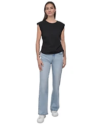 Dkny Jeans Petite Cotton Ruched Side-Tie Sleeveless Tee