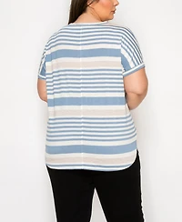 Coin 1804 Plus Engineer Stripe Dolman Short Sleeve Top
