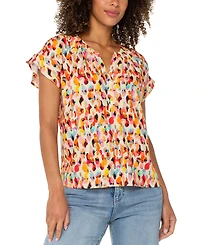 Liverpool Los Angeles Petite Printed Popover Top