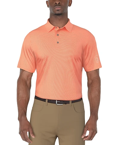 Pga Tour Men's Short Sleeve Micro Geo Print Polo Shirt
