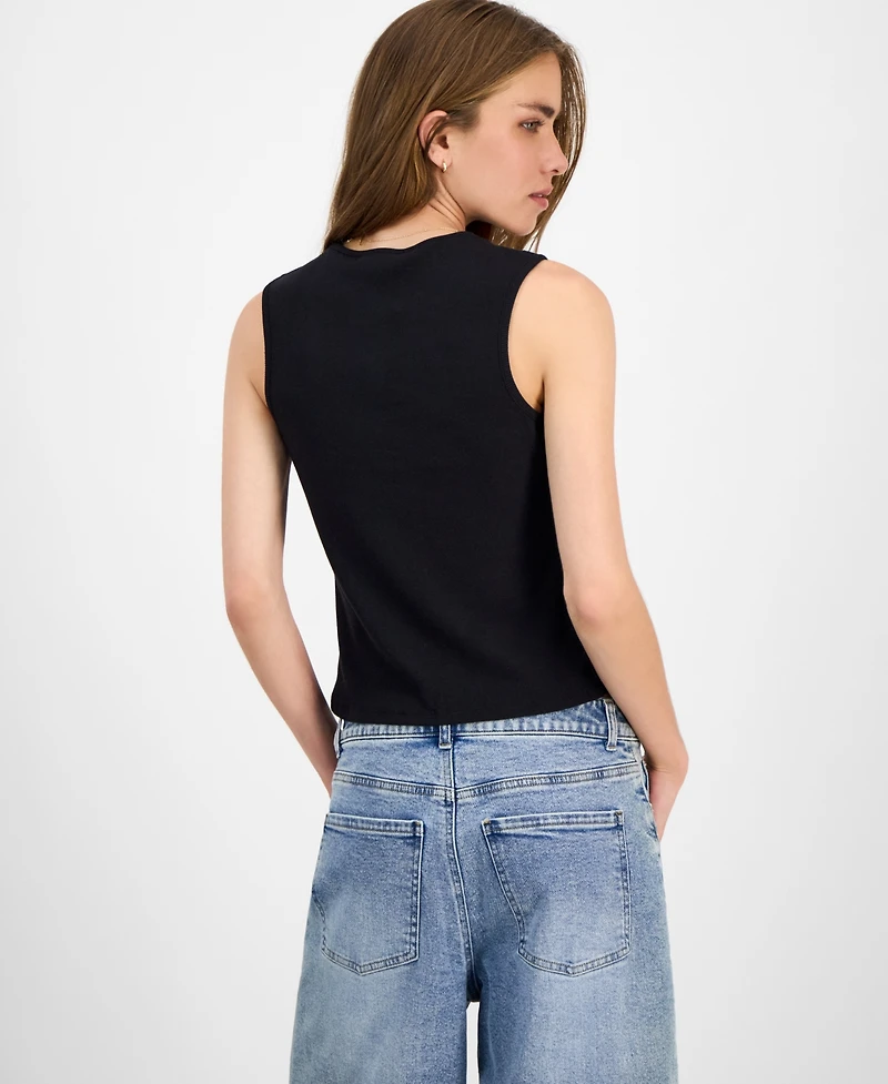 Madden Girl Juniors' Faux Button-Front Tank