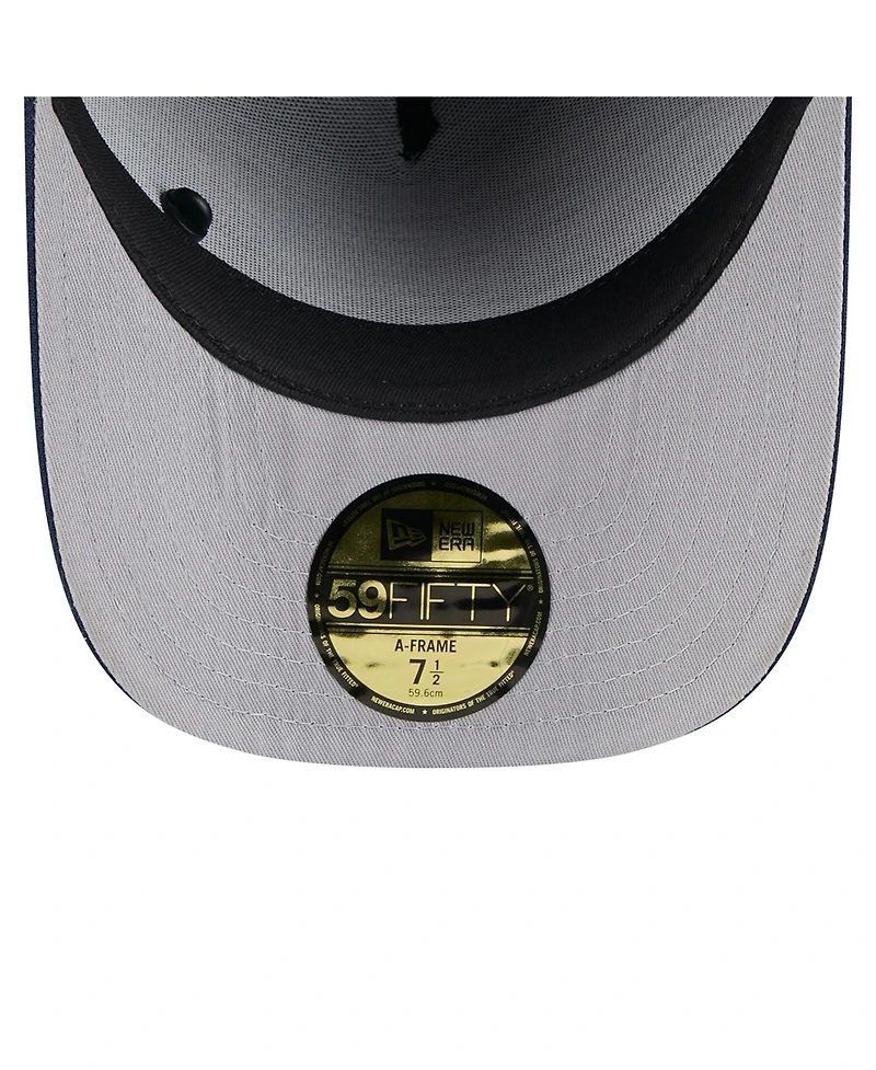 New Era Men's Black/Navy England Patriots 2025 Nfl Draft On Stage A-Frame 59FIFTY Fitted Hat