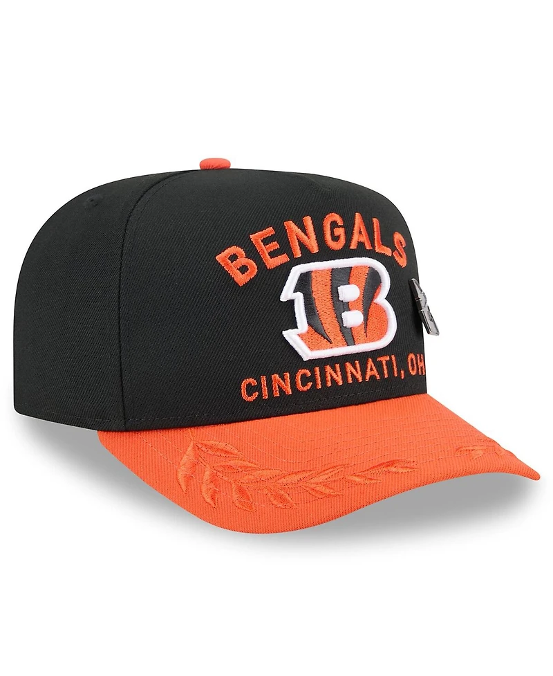 New Era Men's Black/Orange Cincinnati Bengals 2025 Nfl Draft On Stage A-Frame 59FIFTY Fitted Hat