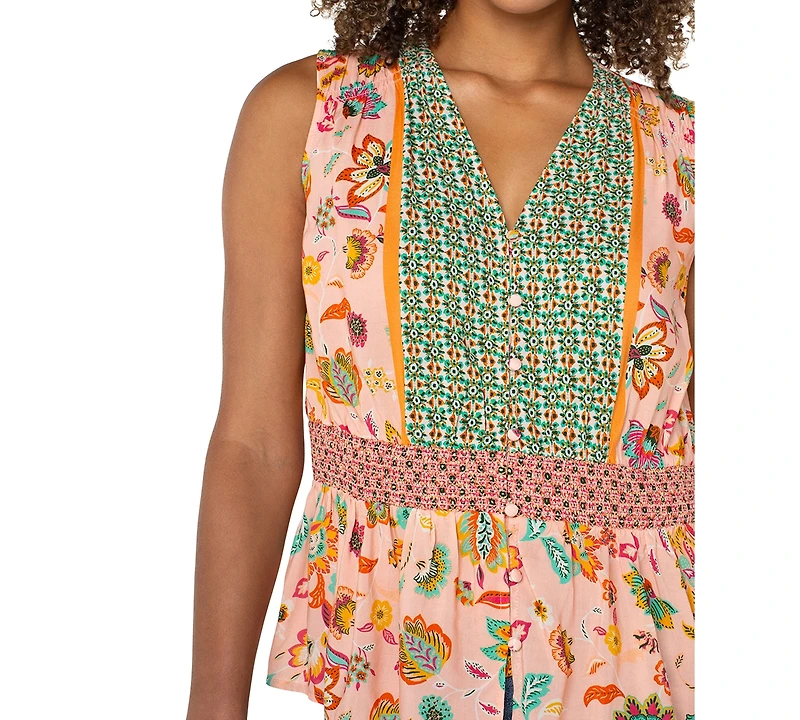 Liverpool Los Angeles Women's Printed Sleeveless Peplum Top