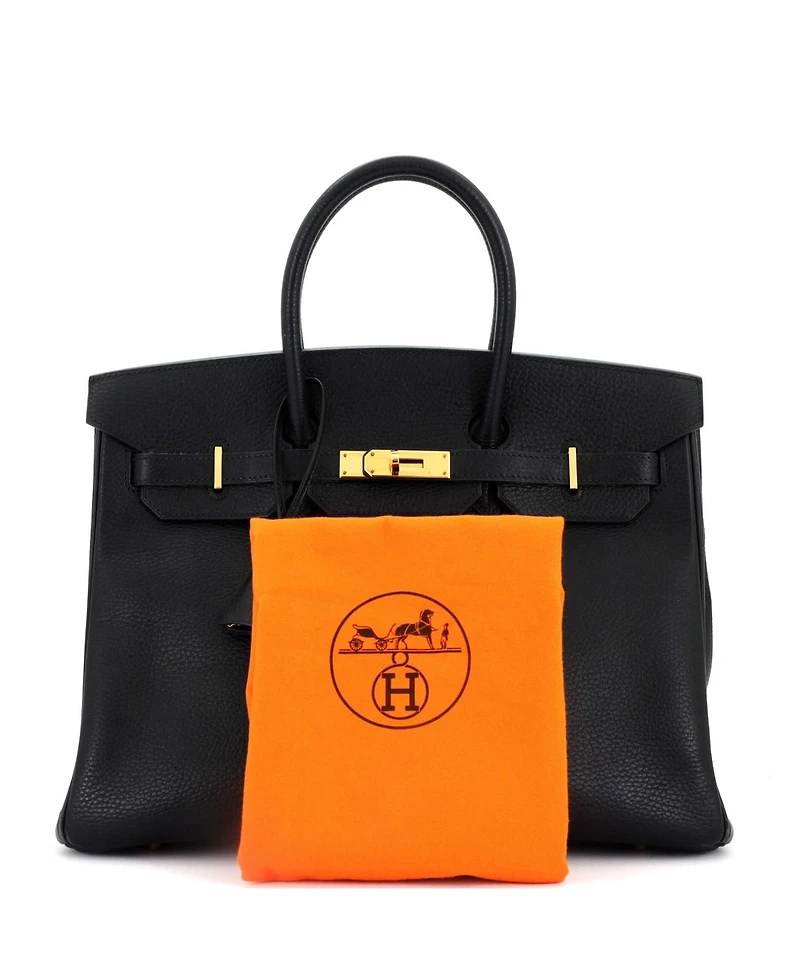 Pre-Owned Hermes Birkin 35 Handbag Ardennes with Gold Hardware
