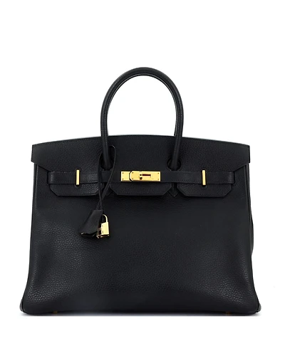 Pre-Owned Hermes Birkin 35 Handbag Black Ardennes with Gold Hardware