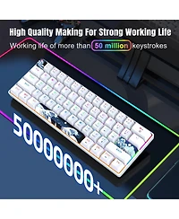 60% Mechanical Gaming Keyboard,61 Keys Blue Switches,Wired Mechanical Keyboard with Led Backlit,Compact Ergonomic Keyboard (White)