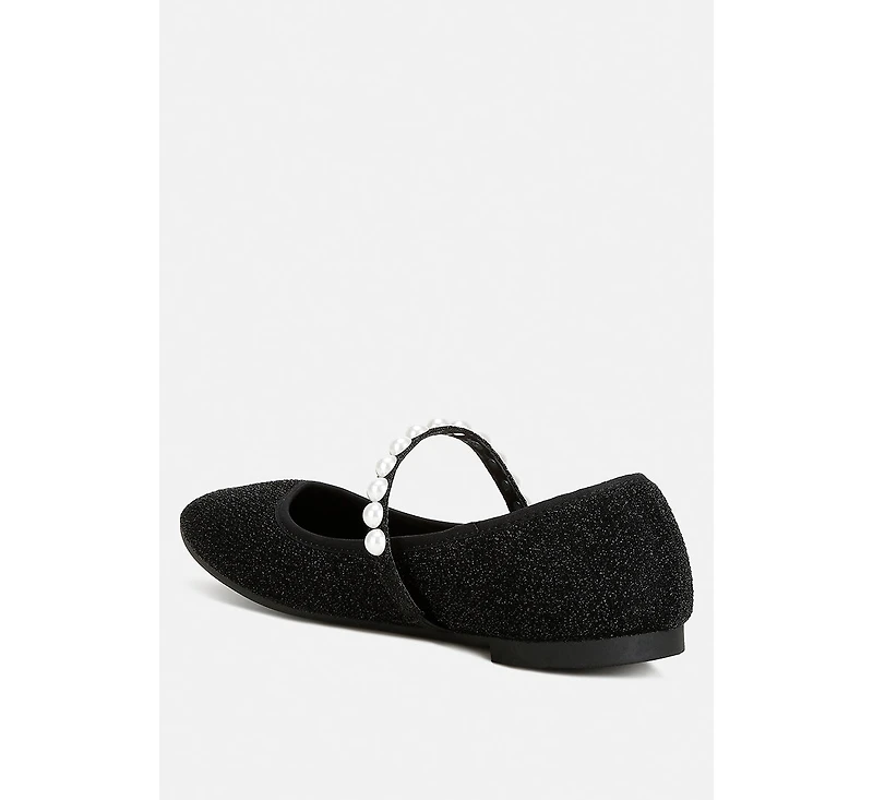Corphee Pearl Strapped Glitter Ballerinas Women