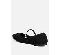 Corphee Pearl Strapped Glitter Ballerinas Women