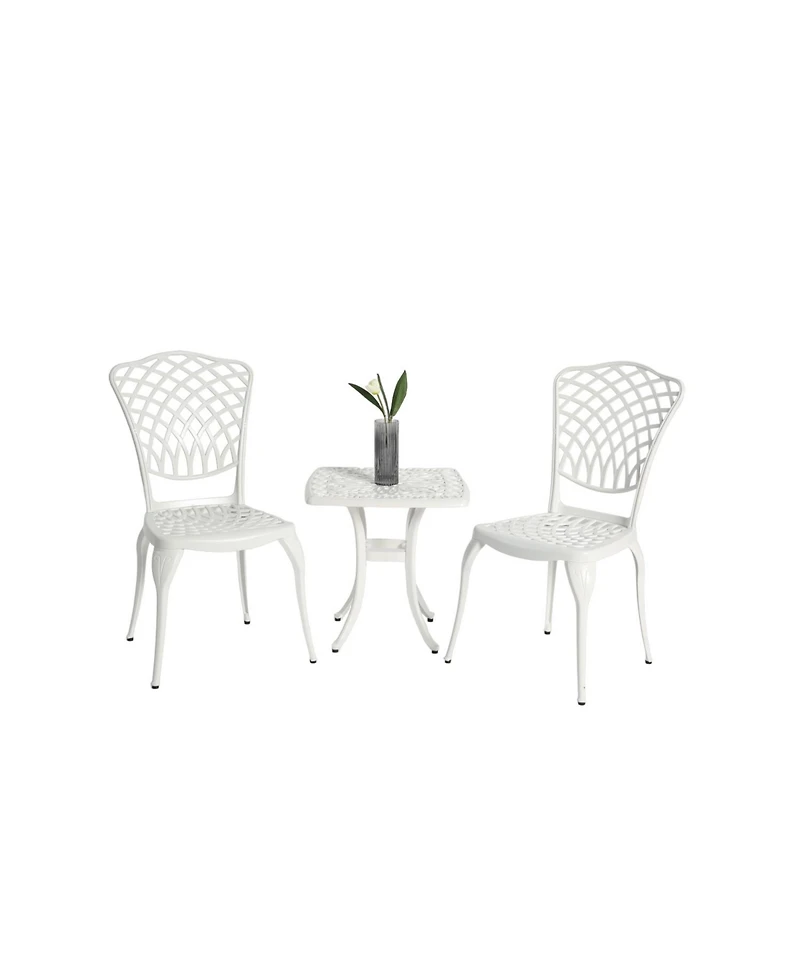 Streamdale 3-Piece Rustproof Aluminum Bistro Set 2 Chairs, Round Table