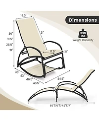 2-in-1 Outdoor Rocking Chair with 4-Position Adjustable Backrest for Patio Porch Poolside
