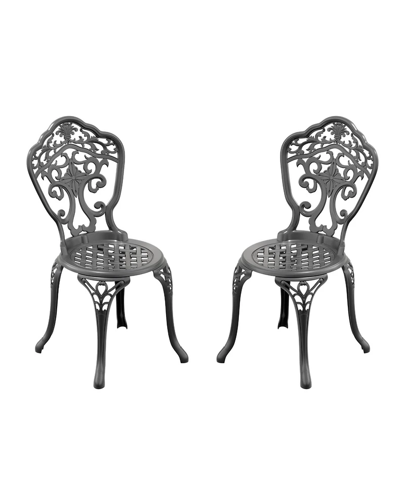Streamdale Cast Aluminum Patio Dining Chair 2PCS With Black Frame