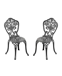 Streamdale Cast Aluminum Patio Dining Chair 2PCS With Black Frame