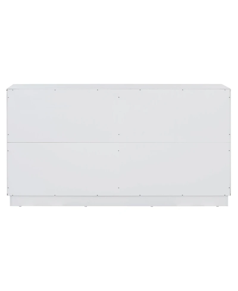 Streamdale White Sideboard Cabinet with 4 Doors, Adjustable Shelves, and Silver Handles