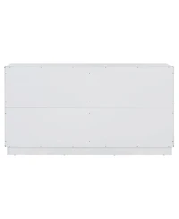 Streamdale White Sideboard Cabinet with 4 Doors, Adjustable Shelves, and Silver Handles