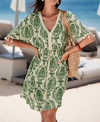 Cupshe Women's Boho V-Neck Mini Beach Dress