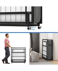 Portable Rollaway Guest Bed with Memory Foam Mattress and Bed Side Pocket