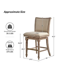 Rodolphe Bar Stool set with nailhead trims
