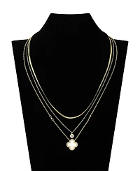 Unwritten Cubic Zirconia and Mother of Pearl Clover Necklace Set